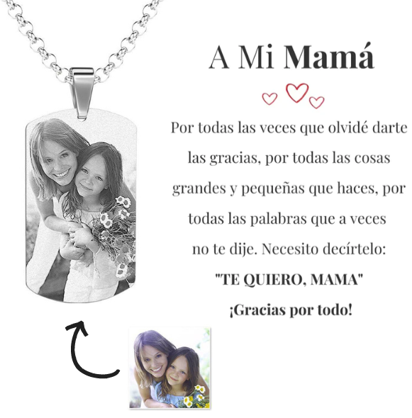 FotoPRO - Collar o Llavero Personalizado con Foto (Carta Especial Mamá)