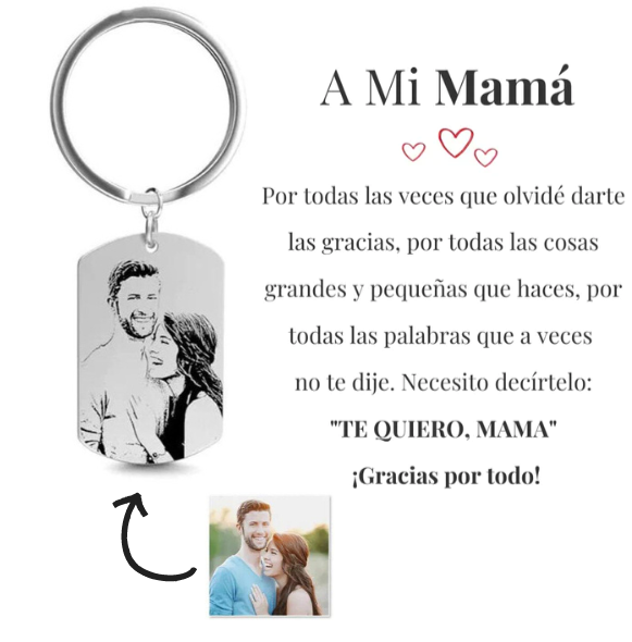 FotoPRO - Collar o Llavero Personalizado con Foto (Carta Especial Mamá)