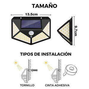 MAXX LIGHT - Foco solar 100 leds con sensor de movimiento